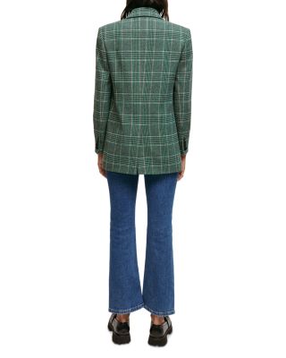 women's blue plaid blazer