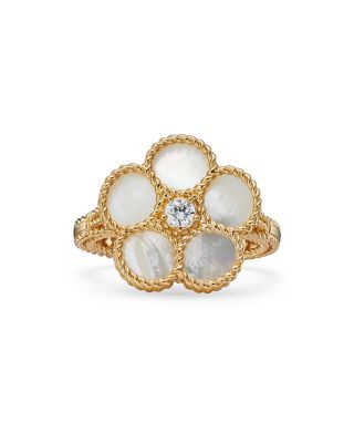 18K Yellow Gold Daisy Mother-of-Pearl & Diamond Ring - Exclusive