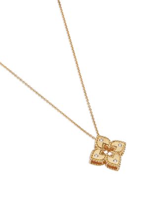 18K Yellow Gold Petite Venetian Princess Diamond Pendant Necklace, 17"