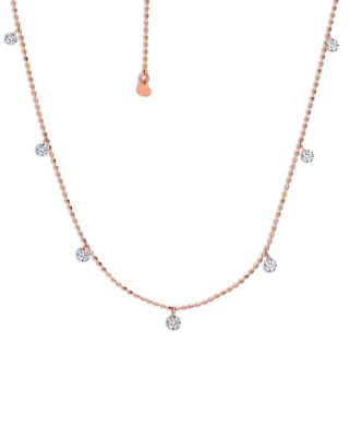 Graziela - 18K Rose Gold Diamond Floating Dangle Statement Necklace, 18"