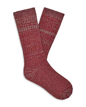 Ugg Men's Trey Ribbed Slouchy Crew Socks In Merlot