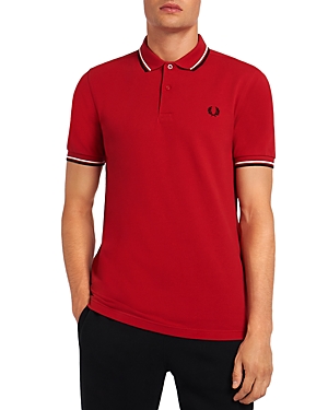 Fred Perry Twin Tipped Slim Fit Polo In Blood/snow/black