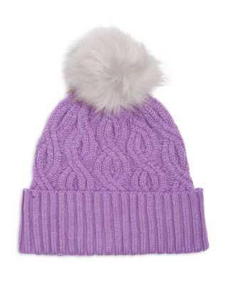 Light Purple Beanie, Purple Pom Beanie