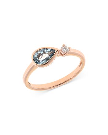 Bloomingdale's - Aquamarine & Diamond Ring in 14K Rose Gold - 100% Exclusive