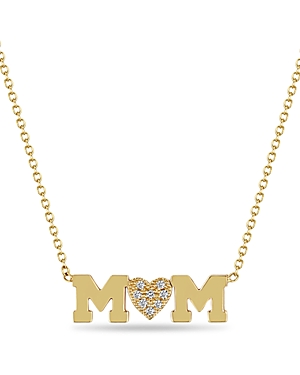 Zoë Chicco 14k Yellow Gold Diamond Mom Pendant Necklace