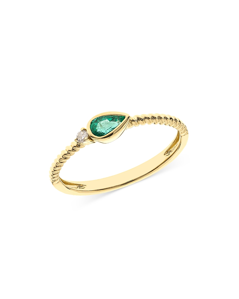 Bloomingdale's Fine Collection Emerald & Diamond Bezel Stacking Ring in 14K Yellow Gold