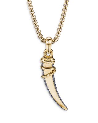 18K Yellow Gold Tusk Amulet with Blue & Violet Sapphires