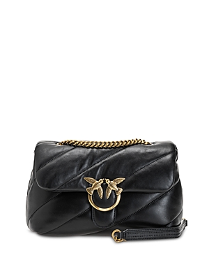 Pinko Love Mini Puff Leather Crossbody Bag In Black