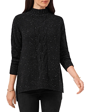 Vince Camuto Cable Knit Turtleneck Sweater In Rich Black