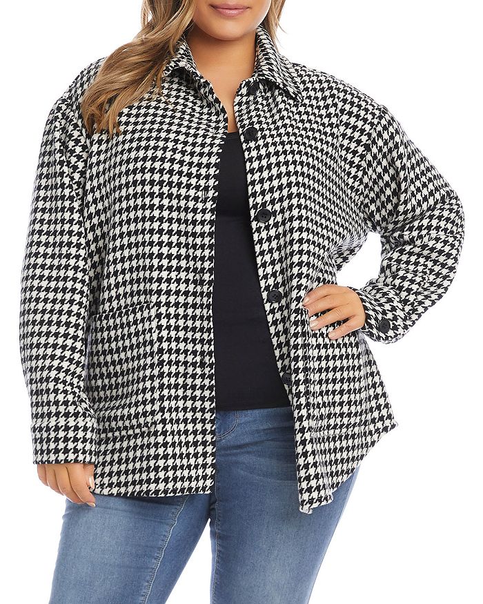 Karen Kane Plus Houndstooth Shirt Jacket Bloomingdale S