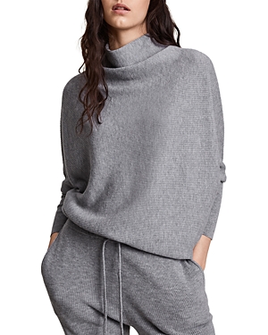 Allsaints Ridley Funnel Neck Wool & Cashmere Sweater In Artic Grey