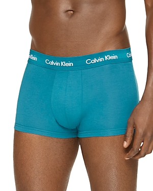 Calvin Klein Cotton Stretch Moisture Wicking Low Rise Trunks, Pack Of 3 In Blue Multi