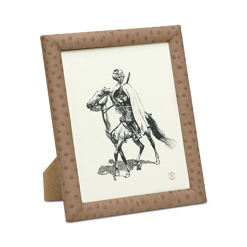 Pigeon & Poodle Witney Ostrich Leather Frame, 8 X 10 In Oat Brown Ostrich