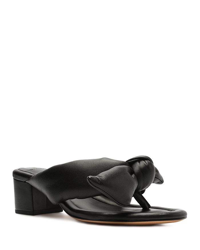 ALEXANDRE BIRMAN Womens Black Contrast Stitching Knotted Padded Clarita Almond Toe Flare Slip On Leather Heeled main image 1