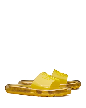 Tory Burch Logo-embossed Bubble Jelly Slides In Sake Gold