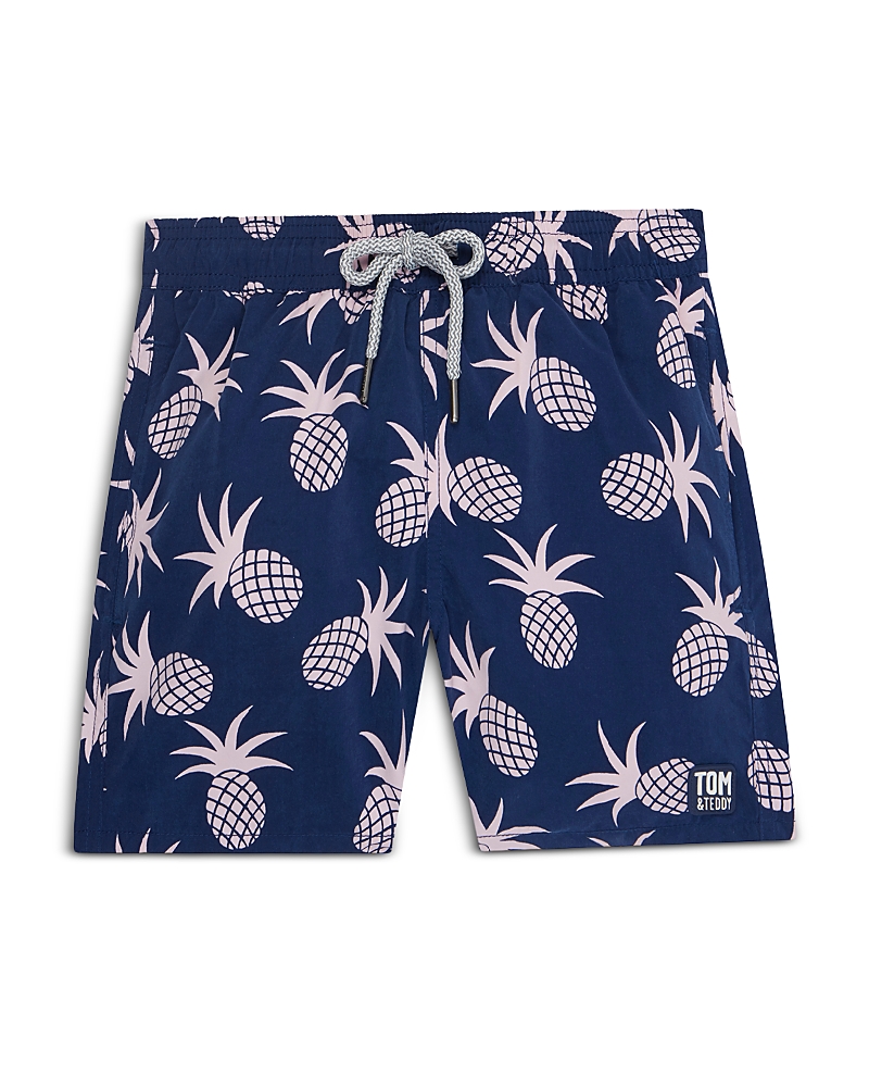 Tom & Teddy Boys' Pineapple Swim Trunks - Little Kid, Big Kid In Blue