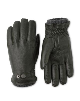 Hestra Utsjo Top-snap Leather Gloves In Dark Forest | ModeSens