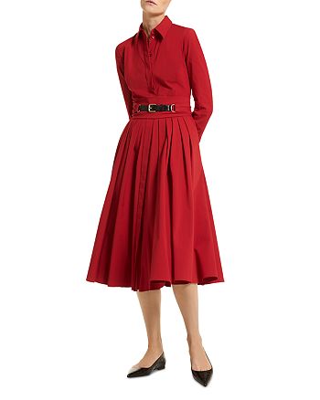Michael Kors Collection Faux Wrap Belted Midi Shirt Dress | Bloomingdale's