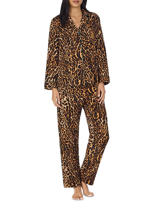 Ralph Lauren Leopard Notch Collar Pajama Set