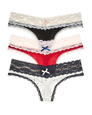 Honeydew Ahna Thongs, Set Of 3 In Black/teaberry/ivory Galaxy