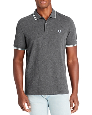 Fred Perry Twin Tipped Slim Fit Polo In Dark Gray Marl
