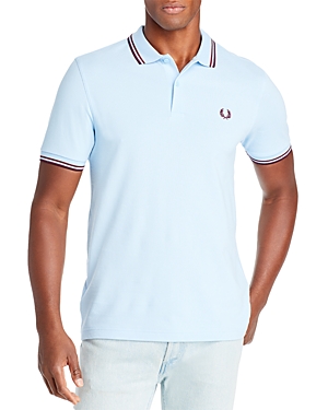 Fred Perry Twin Tipped Slim Fit Polo In Glacier/port