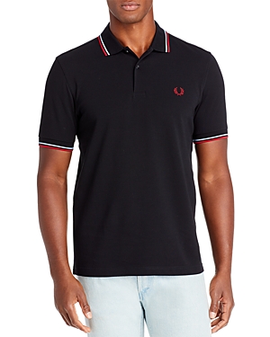 Fred Perry Twin Tipped Slim Fit Polo In Black/glacier