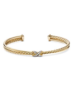 David Yurman - 18K Yellow Gold Diamond X Cuff Bracelet