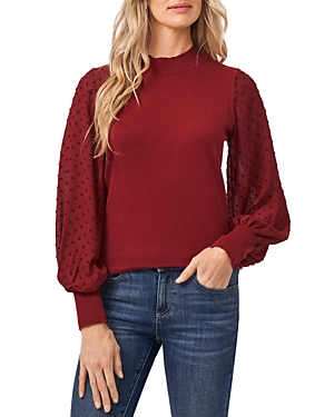 Shop Cece Clip Dot Sleeve Sweater In Claret Red