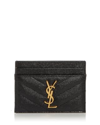 Saint Laurent Cassandre Matelasse Card Case in Grain De Poudre Leather