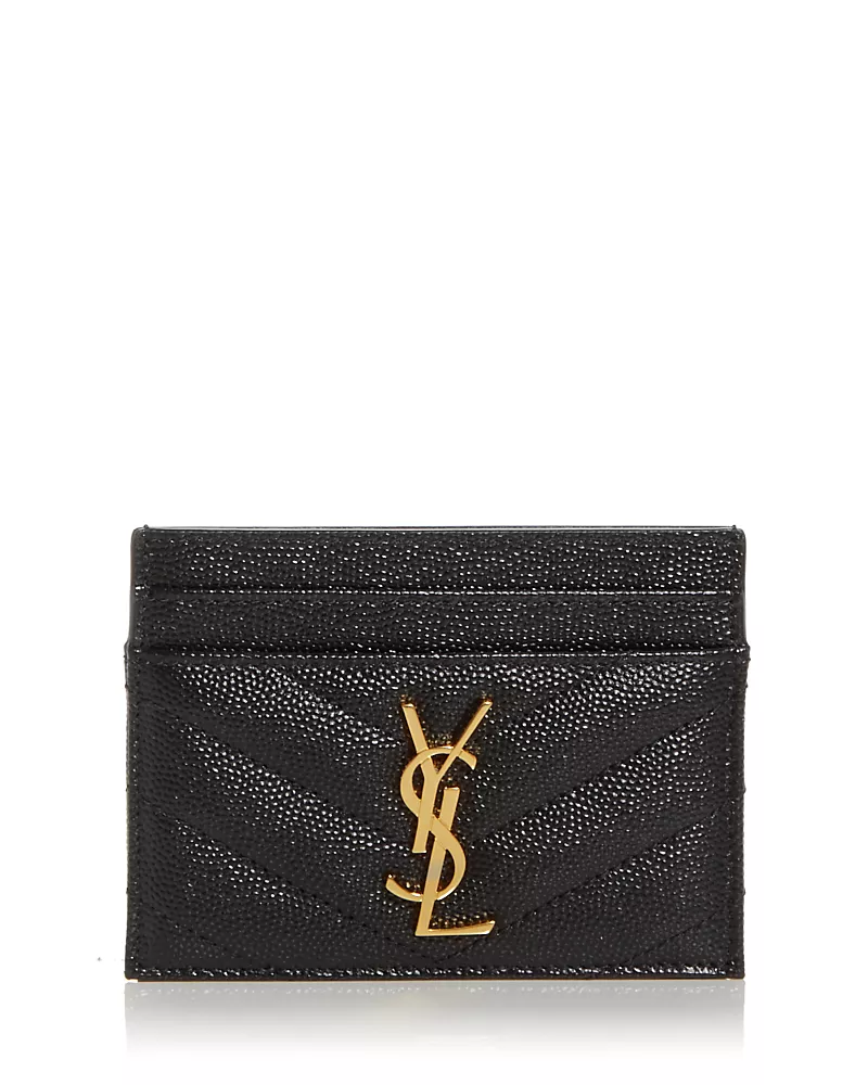 Saint Laurent Cassandre Matelasse Card Case in Grain De Poudre Leather