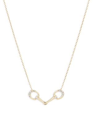 Adina Reyter 14k Yellow Gold Tiny Pave Diamond Horsebit Link Necklace, 15-16