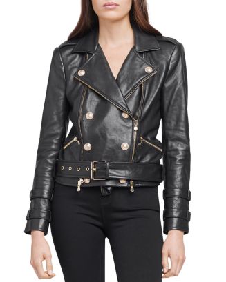 Boss Women's Cropped Button-Up Leather Jacket