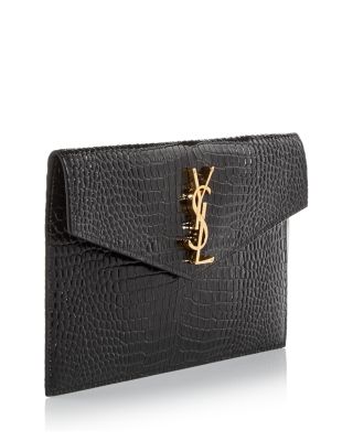  Uptown Clutch In Croc-Embossed Leather
