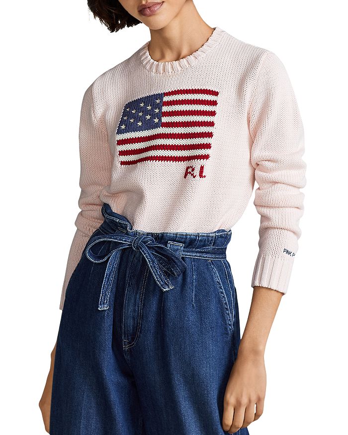 Ralph Lauren Pink Pony Intarsia Flag Sweater