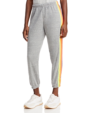 Aviator Nation Stripe Sweatpants In Heather Neon