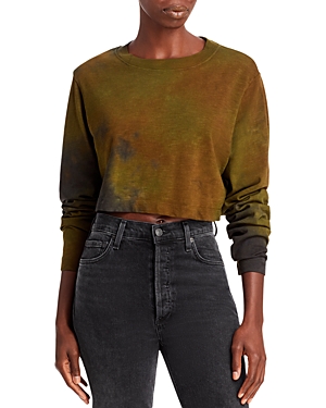 Cotton Citizen Tokyo Long-sleeve Cropped Tee In Moss Haze