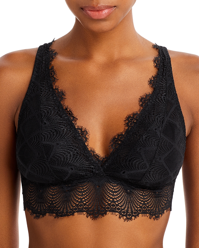 Shop Cosabella Allure Plunging Lace Bralette In Black