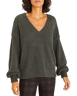 Sanctuary Plush V Neck Sweater In Forest