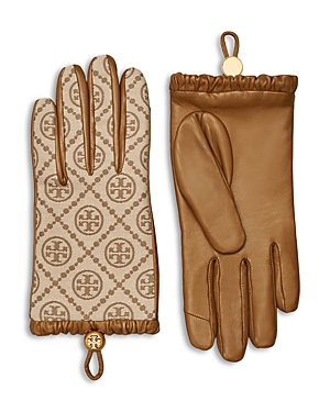 Tory Burch T Monogram Gloves In Hazel