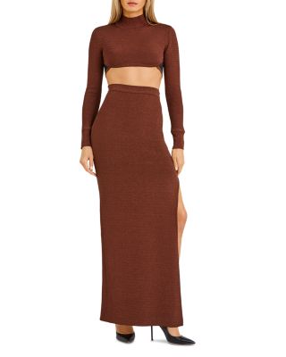 metallic maxi skirts