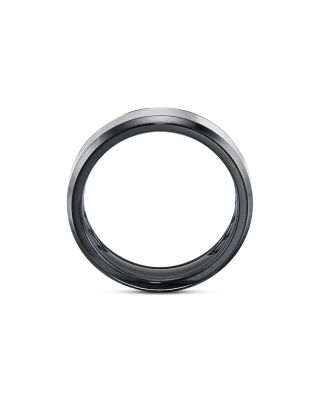 Men's Gray & Black Titanium Beveled Band 