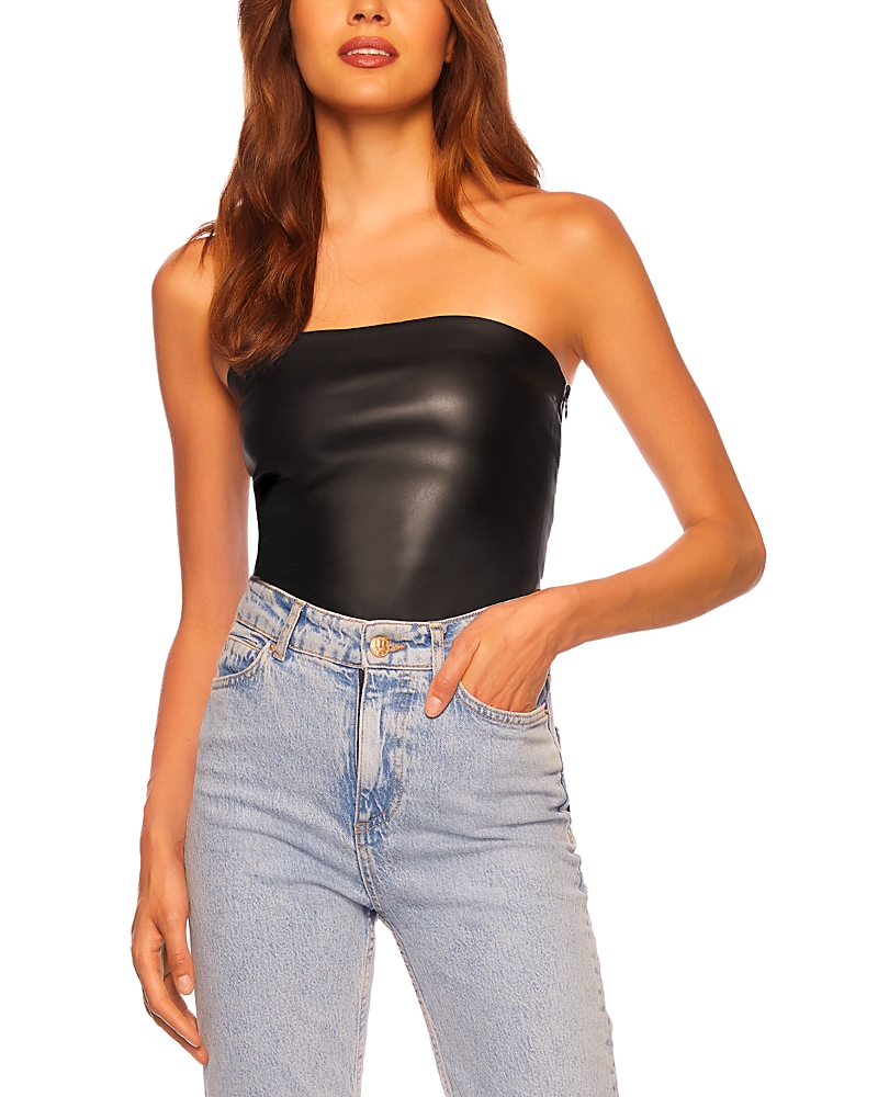 Susana Monaco Faux Leather Tube Top In Black