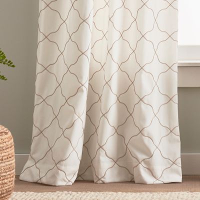 Mallorca Embroidery Back Tab Window Panel, Pair