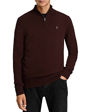 Allsaints Kilburn Wool Blend Half-zip Pullover In Oxblood Red