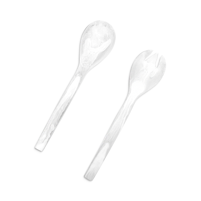 Nashi Everyday Salad Serving Set In White Swirl