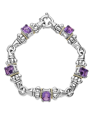 Shop Lagos 18k Yellow Gold & Sterling Silver Glacier Amethyst Link Bracelet In Silver/purple