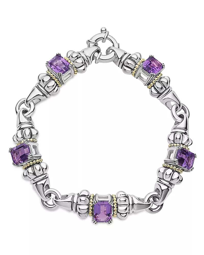 Lagos 18K Yellow Gold & Sterling Silver Glacier Amethyst Link Bracelet