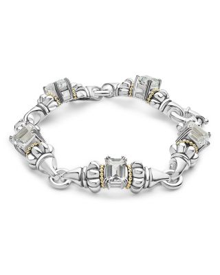 18K Yellow Gold & Sterling Silver Glacier White Topaz Link Bracelet