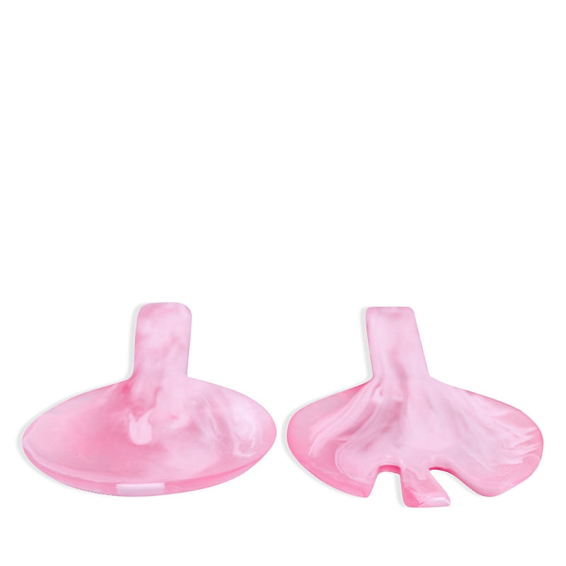 Nashi Short Handle Salad Serving Set In Pink Swirl